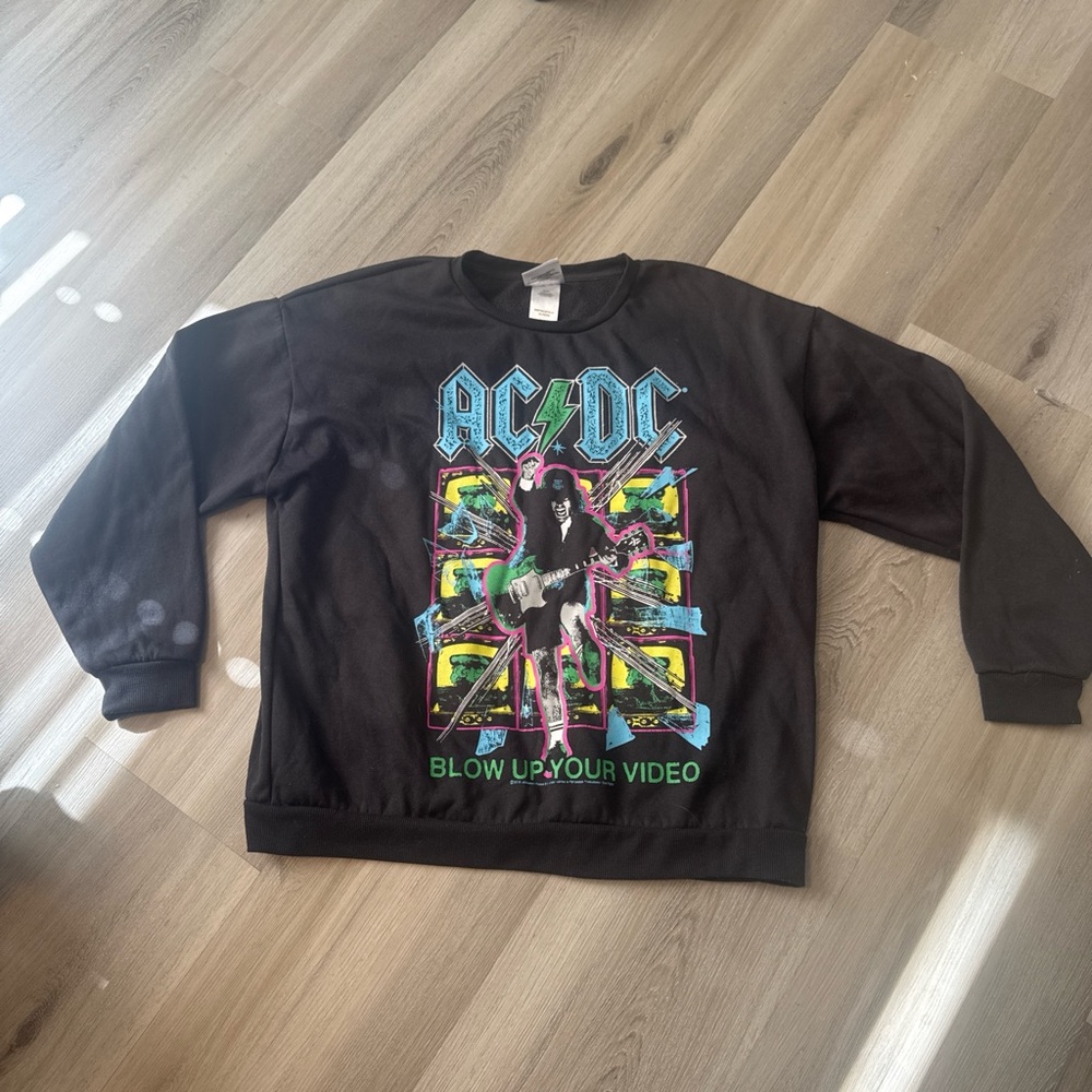 AC/DC Black and Blue Graphic Crewneck Sweater
